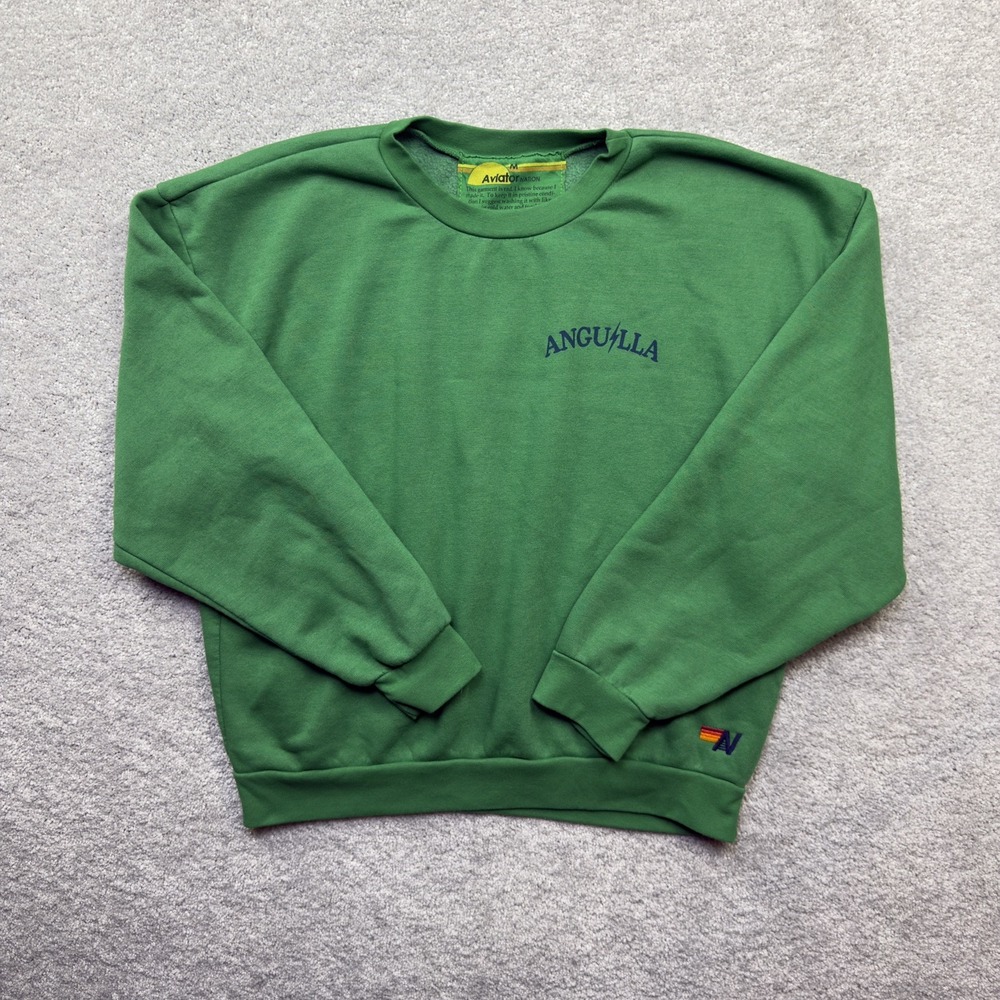 Aviator Nation YPO Anguilla Sweatshirt Unisex M Green USA Made Crewneck